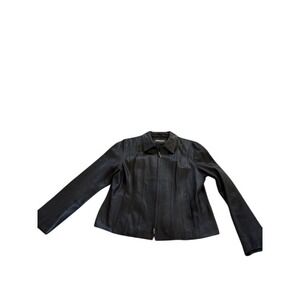 Vintage Valerie Separates Black Lambskin Butter Soft Zip Front Jacket Women's L